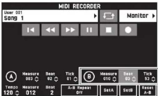MIDI RECORDER User 001 Song 1 Monitor I ◀◀▶▶▶▶▶▶▶▶▶▶▶▶▶▶▶▶▶▶▶▶▶▶▶▶▶▶▶▶▶▶▶▶▶▶▶▶▶▶▶▶▶▶▶▶▶▶▶▶▶▶▶▶▶▶▶▶▶▶▶▶▶▶▶▶▶▶▶▶▶▶▶▶▶▶▶▶▶▶▶▶▶▶▶▶▶▶▶▶▶▶▶▶▶▶▶▶▶▶▶▶> A Measure 003 Beat 02 Tick 01 B Measure 010 Beat 03 Tick 53 Tempo Measure 120 Beat 2 A-B Repeat Off SetA SetB Reset A-B