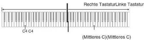 Rechte TastaturLinke Tastatur C4 C4 (Mittleres C)(Mittleres C)