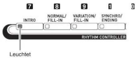 7 8 9 1 0 INTRO NORMAL/ FILL-IN VARIATION/ FILL-IN SYNCHRO/ ENDING RHYTHM CONTROLLER Leuchtet