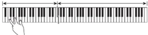 CASIO Privia PX-360 - Spielen Sie den gewünschten Akkord auf der Akkordtastatur (linker Tastaturbereich). - 1
