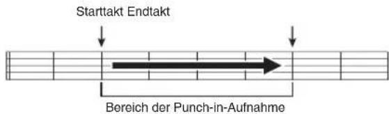 Starttakt Endtakt Bereich der Punch-in-Aufnahme