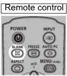 Remote control POWER INPUT BLANK FREEZE AUTO PC ASPECT oV/ t MENU/OALL
