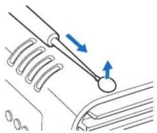 CANON REALiS WUX500 - Removing hole caps labeled (1) - 1