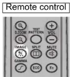 Remote control D:ZOOM TEST PATTERN VOL IMAGE SPLIT MUTE GAMMA ECO Fn