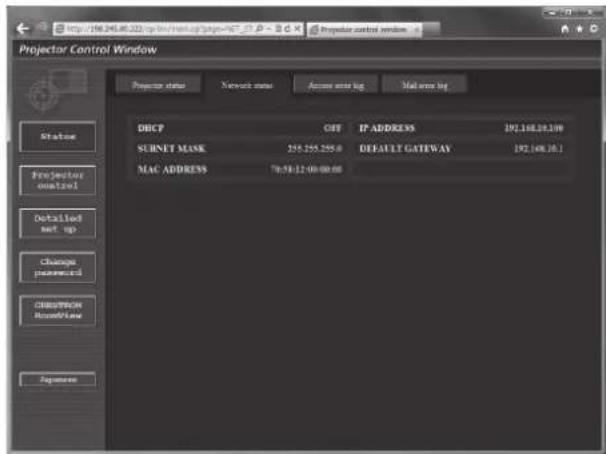 PANASONIC PT-DZ870U - [Network status] page - 1
