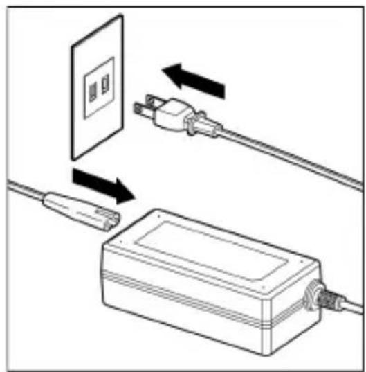 Diagram showing cable installation process with a device and plug, labeled in Chinese