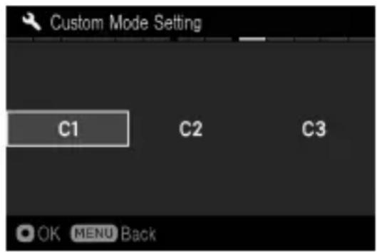 Custom Mode Setting C1 C2 C3 OK MENU Back