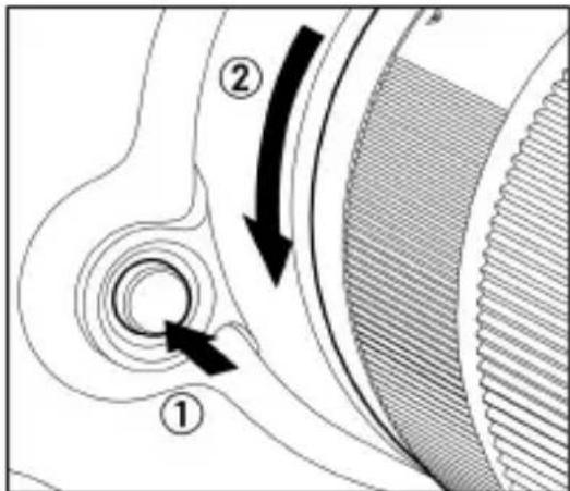 Technical diagram showing a mechanical component with labeled parts and directional arrows indicating motion or flow.