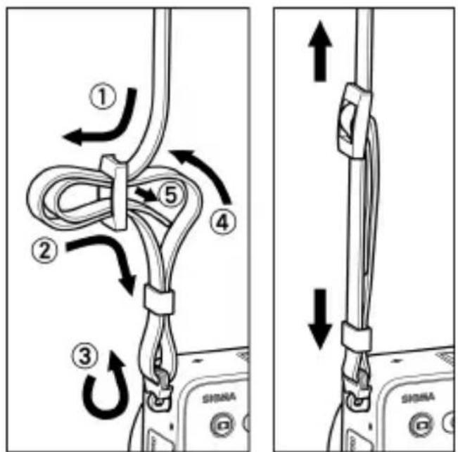 Diagram illustrating cable knotting steps with numbered instructions and directional arrows indicating movement.