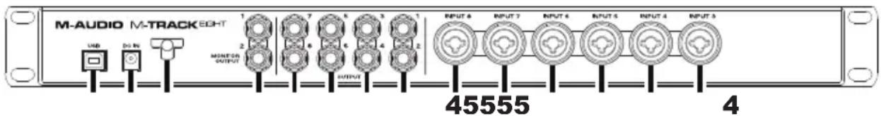 M-AUDIO M-TRACK80HT USB DG IN MONITOR OUTPUT OUTPUT INPUT 4 INPUT 7 INPUT 6 INPUT 5 INPUT 4 INPUT 3 45555 4