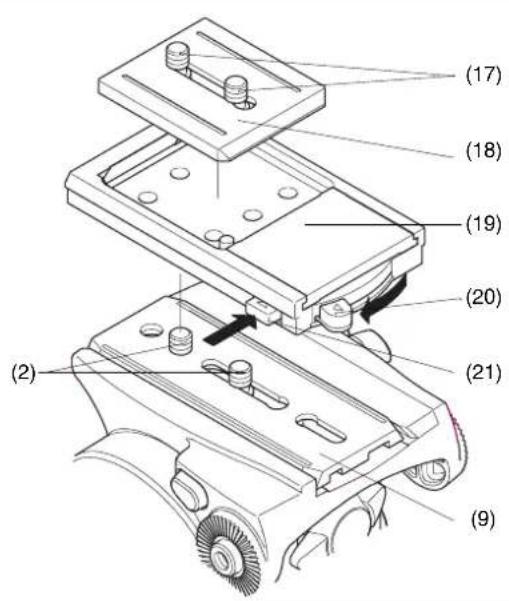 Vinten Vision 100 - Mounting the camera (3/8 in. mounting screws) - 1