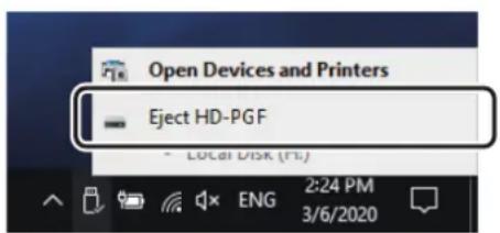 Open Devices and Printers Eject HD-PGF - Local Disk (F:) 2:24 PM 3/6/2020