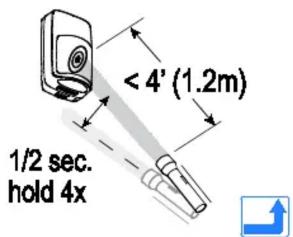 1/2 sec. hold 4x < 4' (1.2m)