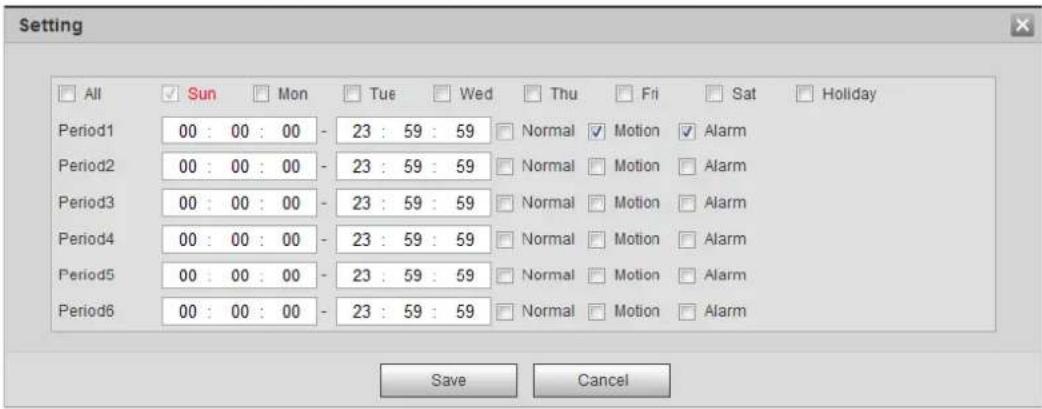 Dahua Technology IPC-HDBW3841E-AS - Click Setting next to a day. - 1