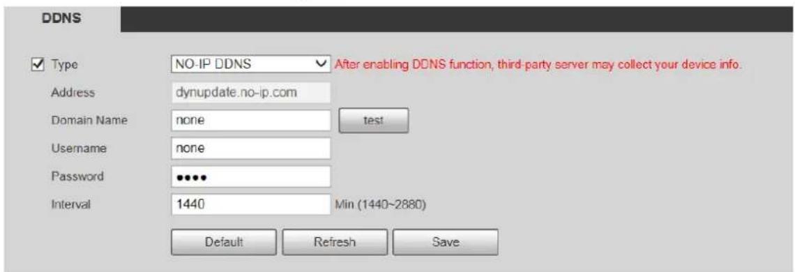 Dahua Technology PTZ1A225-HNR-XA - Step 1 Select Setting > Network > DDNS. - 1