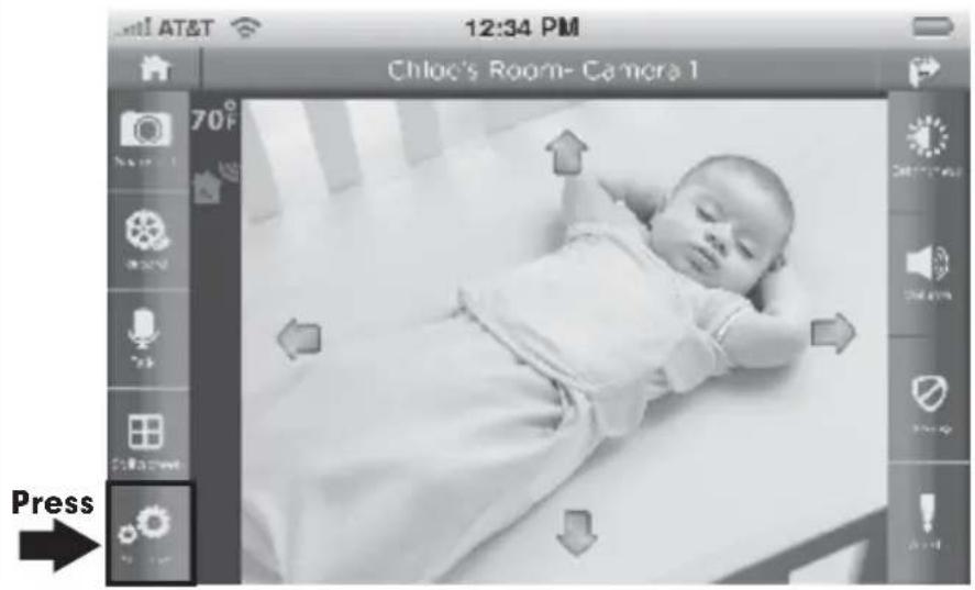 Summer Infant 28660 - Press settings button located on the bottom left of the screen. - 1