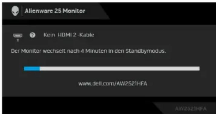 ALIENWARE AW2521HFA - HINWEIS: Die Meldung könnte je nach angeschlossenem Eingangssignal leicht unterschiedlich sein. - 1