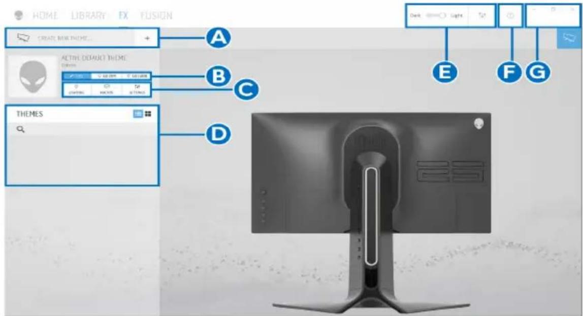 ALIENWARE AW2521HFA - Navigation durch das AlienFX Fenster - 1