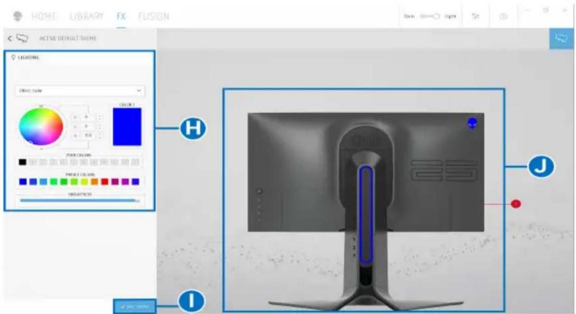 ALIENWARE AW2521HFA - Navigation durch das AlienFX Fenster - 2