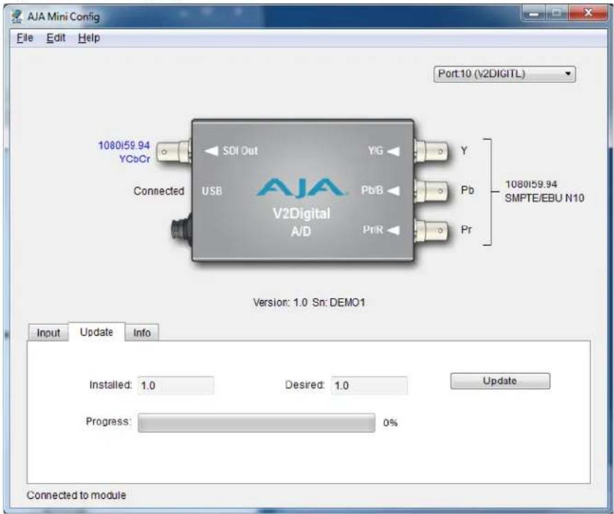AJA V2Digital - Update Tab Screen - 1