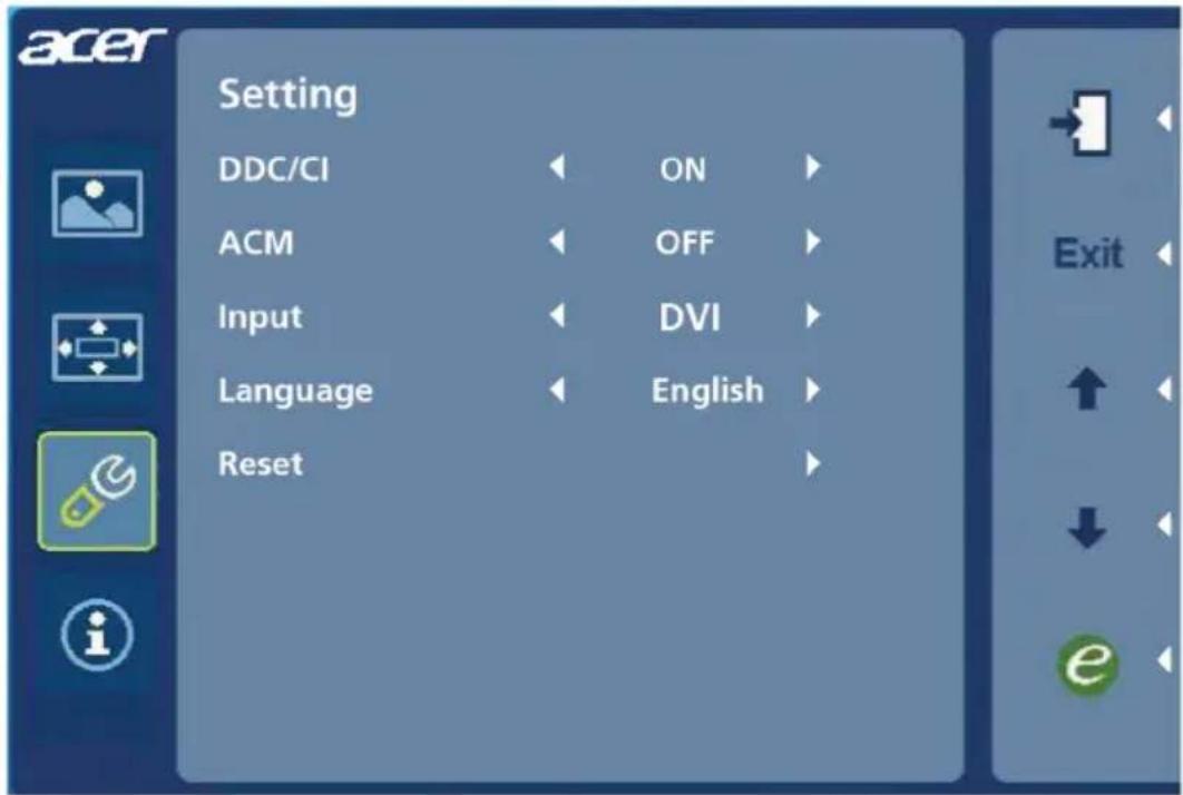 ACER T232HL - Adjusting the setting - 1