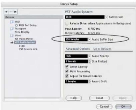 MOTU 112D - Adjusting buffer size on Mac OS X - 2
