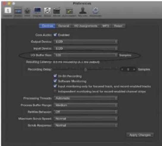 MOTU 112D - Adjusting buffer size on Mac OS X - 3