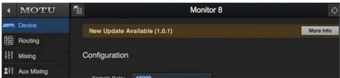 MOTU UltraLite AVB - Updating with internet access - 1