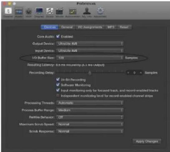 MOTU UltraLite AVB - Adjusting buffer size on Mac OS X - 3