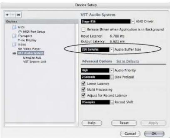 MOTU Stage-B16 - Adjusting buffer size on Mac OS X - 2