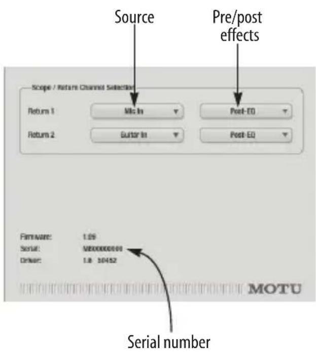 MOTU MicroBook IIc - SCOPE/RETURN CHANNELS - 1