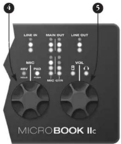 MOTU MicroBook IIc - Quick Reference: MicroBook Front Panel - 2