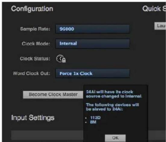 MOTU 24Ao - Choosing a master clock - 1