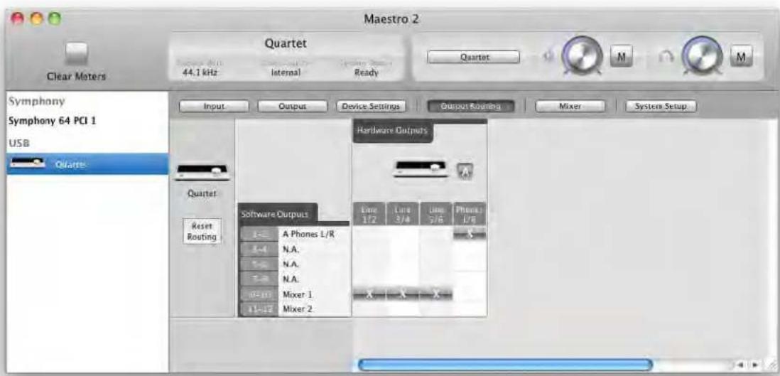 Apogee Quartet - Output Routing Tab Window - 1