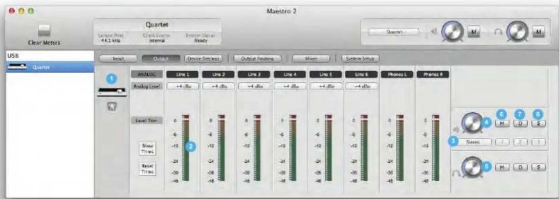 Apogee Quartet - Output Tab Window - 1
