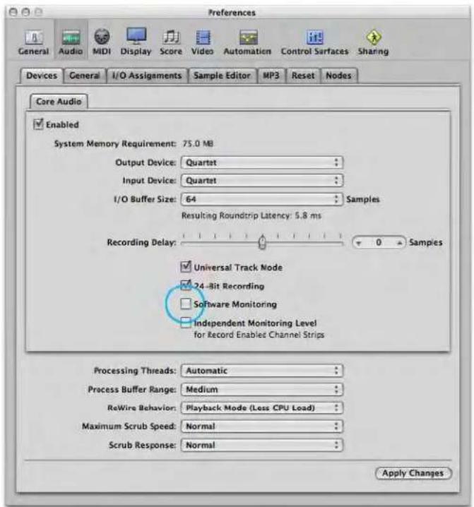Apogee Quartet - Software monitoring - 1