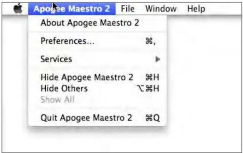 Apogee Quartet - Menu Bar Menus - 1