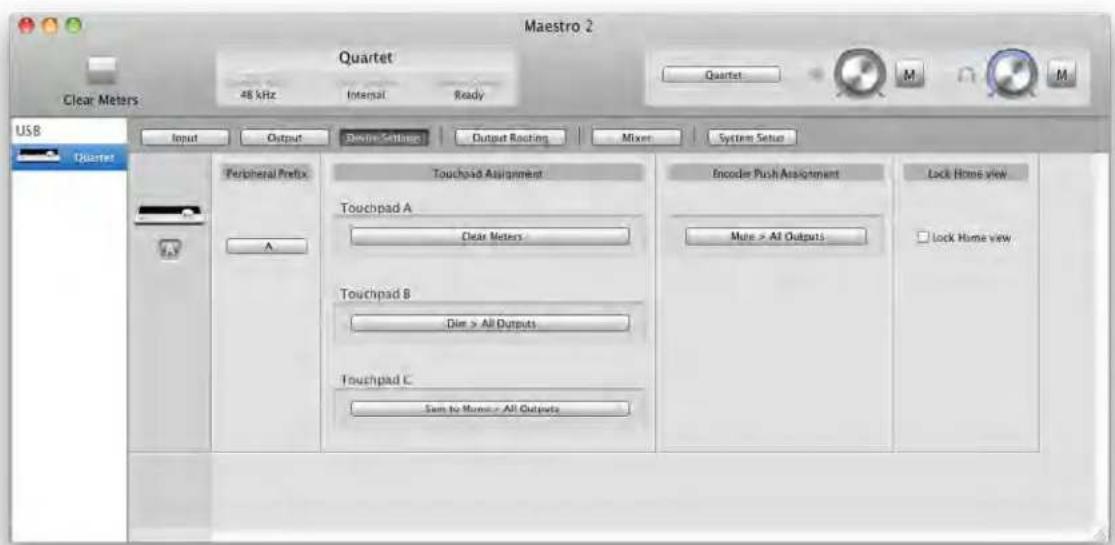 Apogee Quartet - Device Settings Tab Window - 1