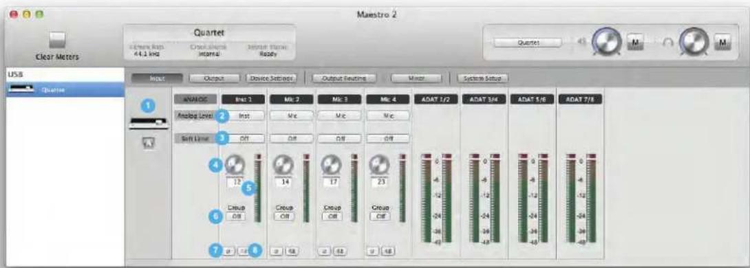 Apogee Quartet - Input Tab Window - 1