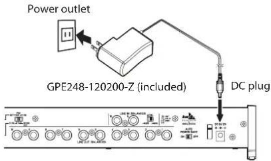 Power outlet GPE248-120200-Z (included) DC plug