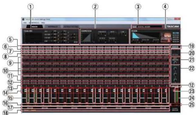 TASCAM US-20x20 - 《MIXER》タブ画面を設定する - 1