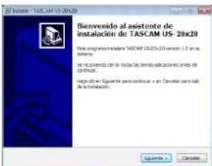 Buenvenido al asistente de Instalación de TASCAM US-20x20 De programa instalada TASCAM US-20x20 inclinó 1,5 m en informa. Se recuimiento de los todos los recibidos aplicaciones antes de control. Naga de un Seguinte para continuar a un Desarrollo para saldo de instalación. Signaría: Cancel