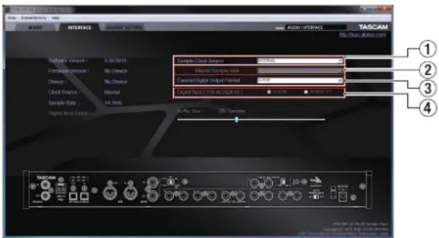 TASCAM INTERFACE SUPPORT SETTINGS AUDIO INTERFACE TASCAM www.tascam-.global.com Signal: Vccu : 0.00-2015 Functional: Vccu : No Device Device : No Device Clock Source : Internal Sample Rate : 64 MHz Digital Audio Output Sample Clock Status: 97/8/96 Electronic Services Output: 97/8/96 Converted Digital Output Format: 97/8/96 Digital Audio / Web (Alt+VCC) / 100% P-Play Size : 100% TASCAM 1 2 3 4