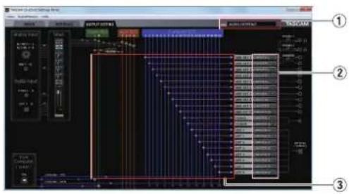 TASCAM US-20x20 - 《OUTPUT SETTING》タブ画面を設定する - 1