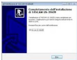 Completamento dell'installazione di TASCAM US-20x20 Installazione di TASCAM US-20x20 è stata completata con accessive. Cilustificazione quali essere clavigli atta come inco il 20x20 e 10x20. Prevento fine per utilizzo dell'installazione [ ] In caso: US-20x20