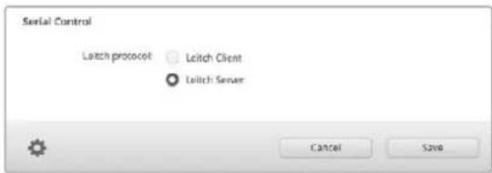 Serial Control Leclch protocol Leclch Client Leclch Server Cancel Save