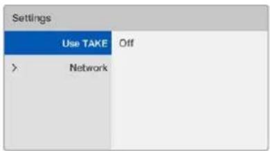 Settings Use TAKE Off > Network