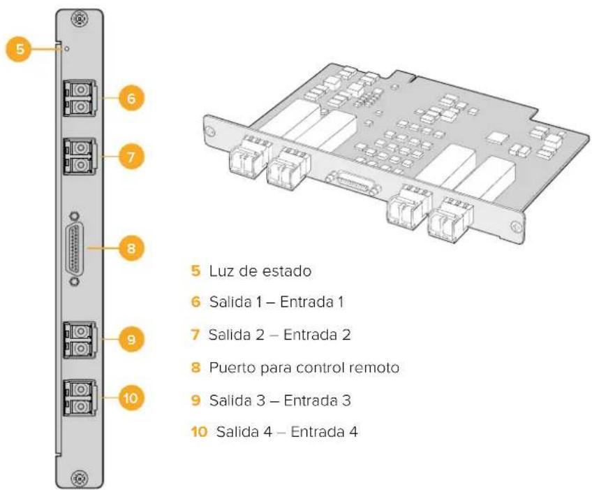 5 Luz de estado 6 Salida 1 – Entrada 1 7 Salida 2 – Entrada 2 8 Puerto para control remoto 9 Salida 3 – Entrada 3 10 Salida 4 – Entrada 4