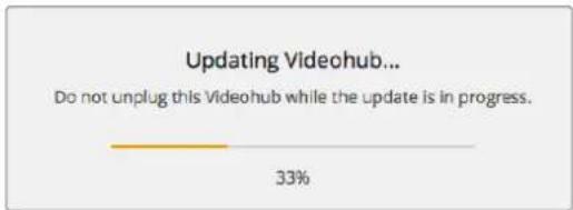 Updating Videohub... Do not unplug this Videohub while the update is in progress. 33%