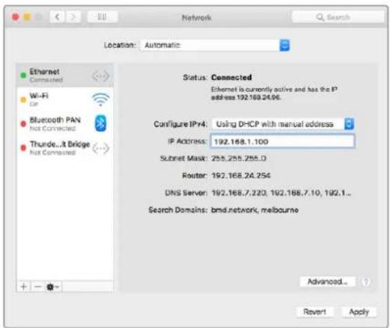 Blackmagic Design Smart Videohub - Configurer les paramètres du serveur videohub - 1